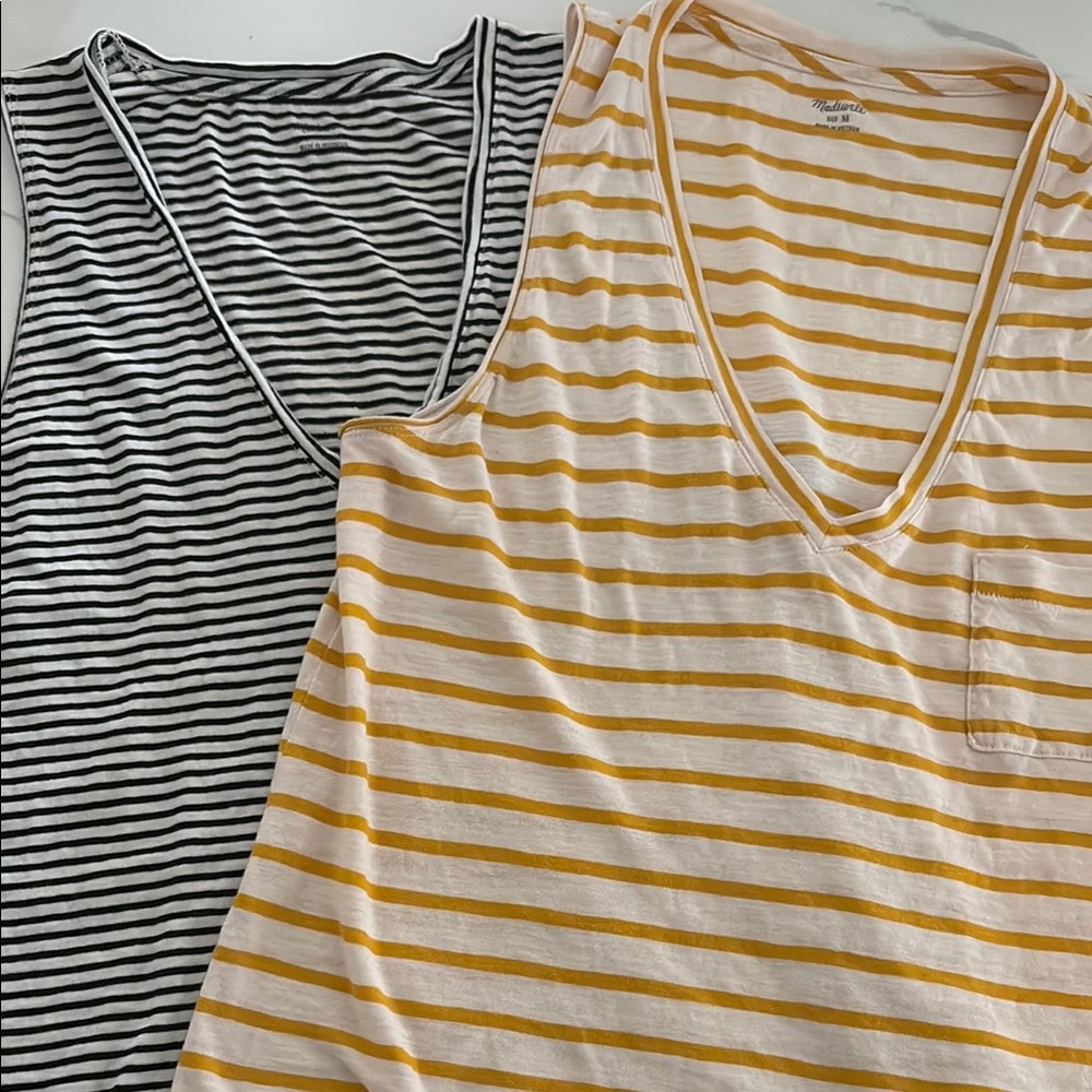 Madewell Cream and Gold Striped Top